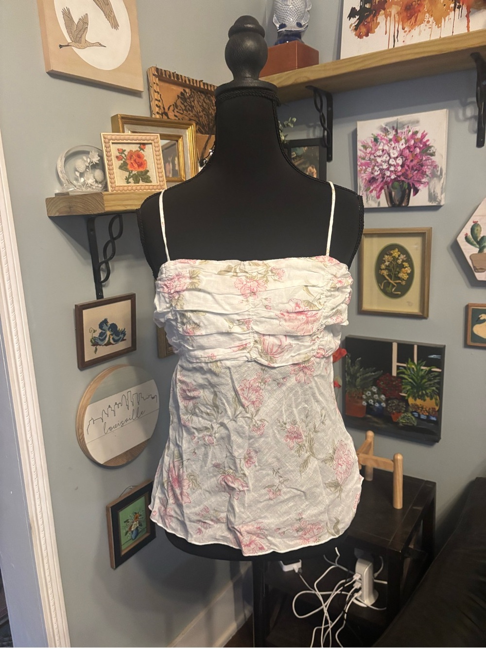 VTG Y2K Charlotte Russe babydoll tank top fairy floral size L
